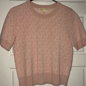 MICHAEL MICHAEL KORS Logo Jacquard Short-Sleeve Blush Size Small